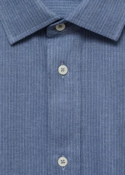 MANGO Koszule*Koszula z flaneli z 100% bawełny w drobne prążki