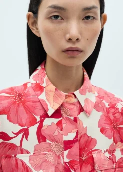 MANGO Koszule I Bluzki*Koszula z kieszeniami i kwiatowym wzorem