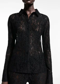 MANGO Koszule I Bluzki*Koszula z koronką i przezroczystymi wstawkami