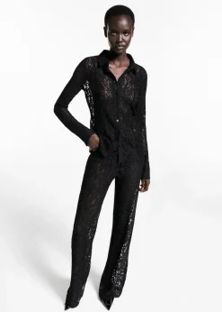 MANGO Koszule I Bluzki*Koszula z koronką i przezroczystymi wstawkami