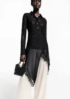 MANGO Koszule I Bluzki*Koszula z koronką i przezroczystymi wstawkami