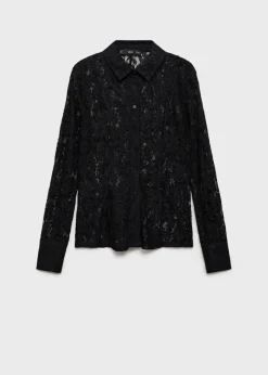 MANGO Koszule I Bluzki*Koszula z koronką i przezroczystymi wstawkami