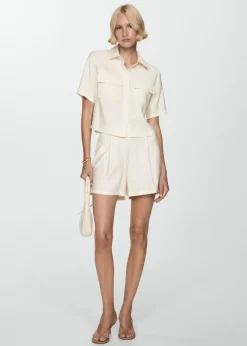 MANGO Koszule I Bluzki*Koszula z krótkim rękawem i kieszeniami