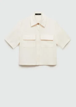 MANGO Koszule I Bluzki*Koszula z krótkim rękawem i kieszeniami