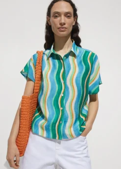 MANGO Koszule I Bluzki*Koszula z krótkimi rękawami i wzorem