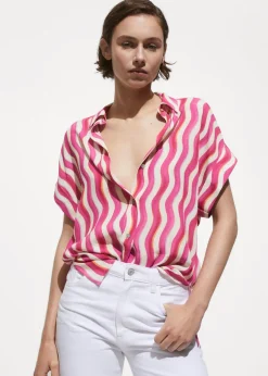 MANGO Koszule I Bluzki*Koszula z krótkimi rękawami i wzorem