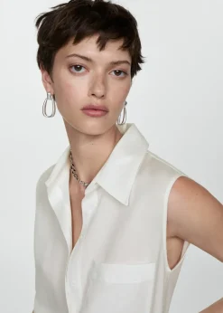 MANGO Koszule I Bluzki*Koszula z lyocellu bez rękawów