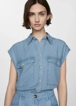 MANGO Koszule I Bluzki*Koszula z lyocellu bez rękawów