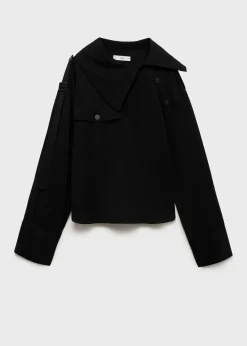 MANGO Koszule I Bluzki*Koszula z lyocellu z asymetrycznym kołnierzykiem