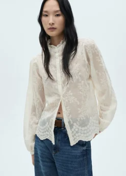 MANGO Koszule I Bluzki*Koszula z lyocellu z haftem