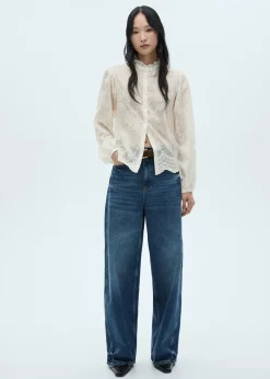 MANGO Koszule I Bluzki*Koszula z lyocellu z haftem