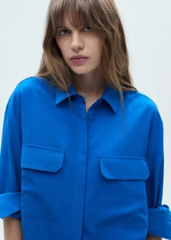 MANGO Koszule I Bluzki*Koszula z lyocellu z kieszeniami