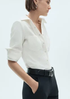 MANGO Koszule I Bluzki*Koszula z mikrosztruksu z kieszeniami