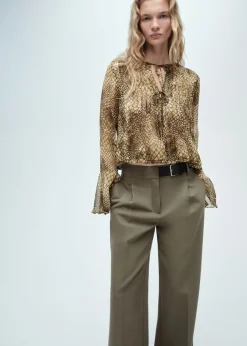 MANGO Koszule I Bluzki*Koszula z nadrukiem i bufiastymi rękawami