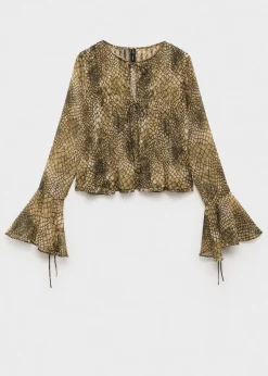 MANGO Koszule I Bluzki*Koszula z nadrukiem i bufiastymi rękawami