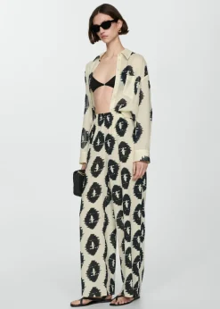 MANGO Koszule I Bluzki*Koszula z półprzezroczystej tkaniny z nadrukiem