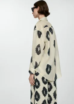 MANGO Koszule I Bluzki*Koszula z półprzezroczystej tkaniny z nadrukiem