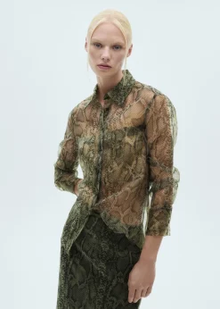MANGO Koszule I Bluzki*Koszula z półprzezroczystej organzy ze zwierzęcym wzorem