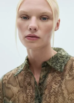MANGO Koszule I Bluzki*Koszula z półprzezroczystej organzy ze zwierzęcym wzorem