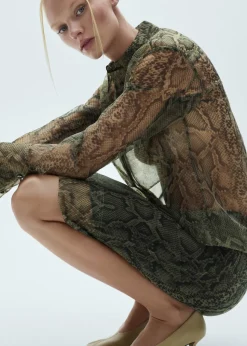 MANGO Koszule I Bluzki*Koszula z półprzezroczystej organzy ze zwierzęcym wzorem