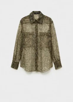 MANGO Koszule I Bluzki*Koszula z półprzezroczystej organzy ze zwierzęcym wzorem