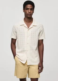 MANGO Koszule|Koszulki Polo*Koszula z szydełkowej dzianiny