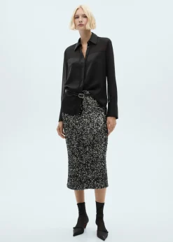 MANGO Koszule I Bluzki*Koszula z szyfonu z satynowymi wstawkami