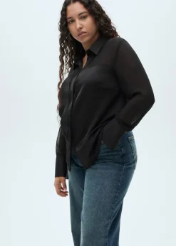 MANGO Koszule I Bluzki*Koszula z szyfonu z satynowymi wstawkami