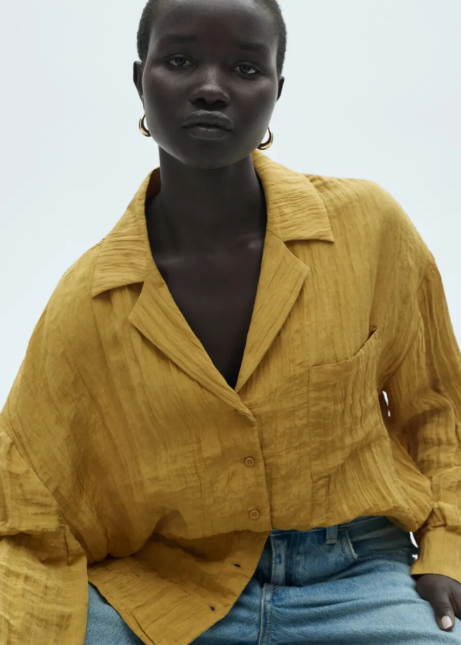 MANGO Koszule I Bluzki*Koszula z teksturą i kieszenią