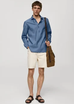 MANGO Koszule*Koszula zapinana do połowy z batystu z 100% bawełny