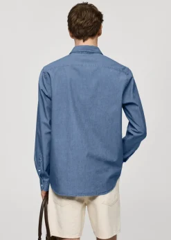 MANGO Koszule*Koszula zapinana do połowy z batystu z 100% bawełny