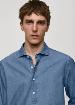 MANGO Koszule*Koszula zapinana do połowy z batystu z 100% bawełny