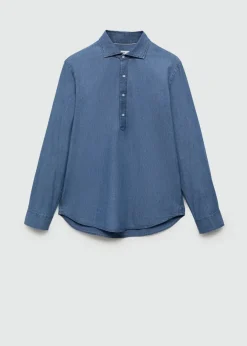 MANGO Koszule*Koszula zapinana do połowy z batystu z 100% bawełny