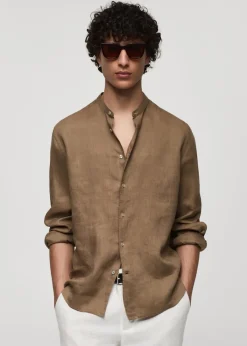 MANGO Koszule*Koszula ze stójką z lnu 100%