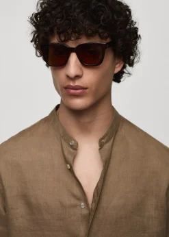 MANGO Koszule*Koszula ze stójką z lnu 100%