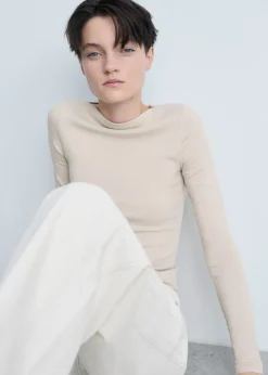 MANGO Koszulki*Koszulka bawełniana z dekoltem w łódkę