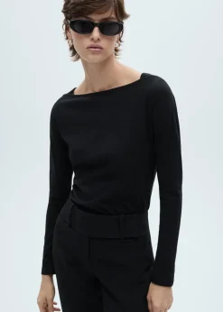 MANGO Koszulki*Koszulka bawełniana z dekoltem w łódkę