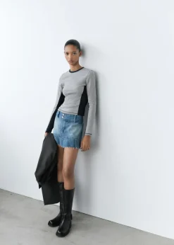 MANGO Koszulki*Koszulka bawełniana z kontrastowymi wstawkami