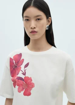 MANGO Koszulki*Koszulka bawełniana z motywem kwiatu