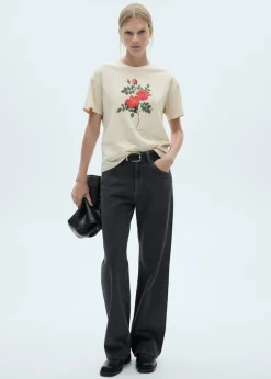 MANGO Koszulki*Koszulka bawełniana z nadrukiem w kwiaty