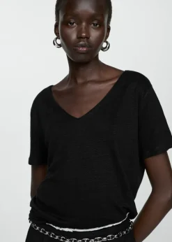 MANGO Koszulki*Koszulka lniana z krótkimi rękawami