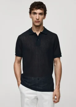 MANGO Kardigany I Swetry|Koszulki Polo*Koszulka polo regular fit z ażurowej dzianiny
