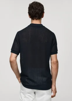 MANGO Kardigany I Swetry|Koszulki Polo*Koszulka polo regular fit z ażurowej dzianiny