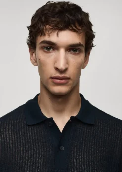 MANGO Kardigany I Swetry|Koszulki Polo*Koszulka polo regular fit z ażurowej dzianiny