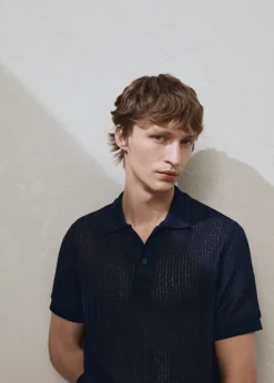 MANGO Kardigany I Swetry|Koszulki Polo*Koszulka polo regular fit z ażurowej dzianiny