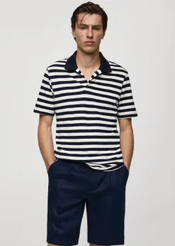 MANGO Koszulki|Koszulki Polo*Koszulka polo regular fit z bawełnianej piki w paski