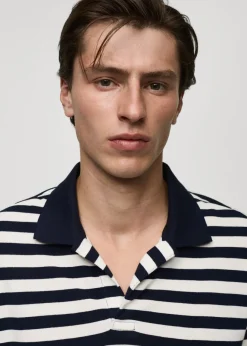 MANGO Koszulki|Koszulki Polo*Koszulka polo regular fit z bawełnianej piki w paski