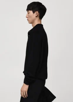 MANGO Kardigany I Swetry|Koszulki Polo*Koszulka polo z 100% wełny merynosów z długim rękawem