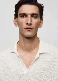 MANGO Kardigany I Swetry|Koszulki Polo*Koszulka polo z ażurowej bawełny