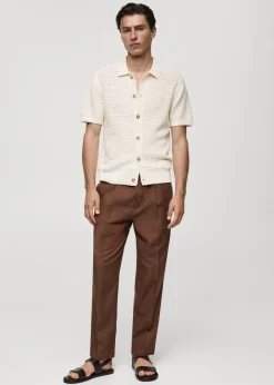 MANGO Kardigany I Swetry|Koszulki Polo*Koszulka polo z ażurowej dzianiny z guzikami